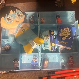 Ryans World Road Trip Travel Case With 11 Figures & 1 car plus a soft Ryan Doll